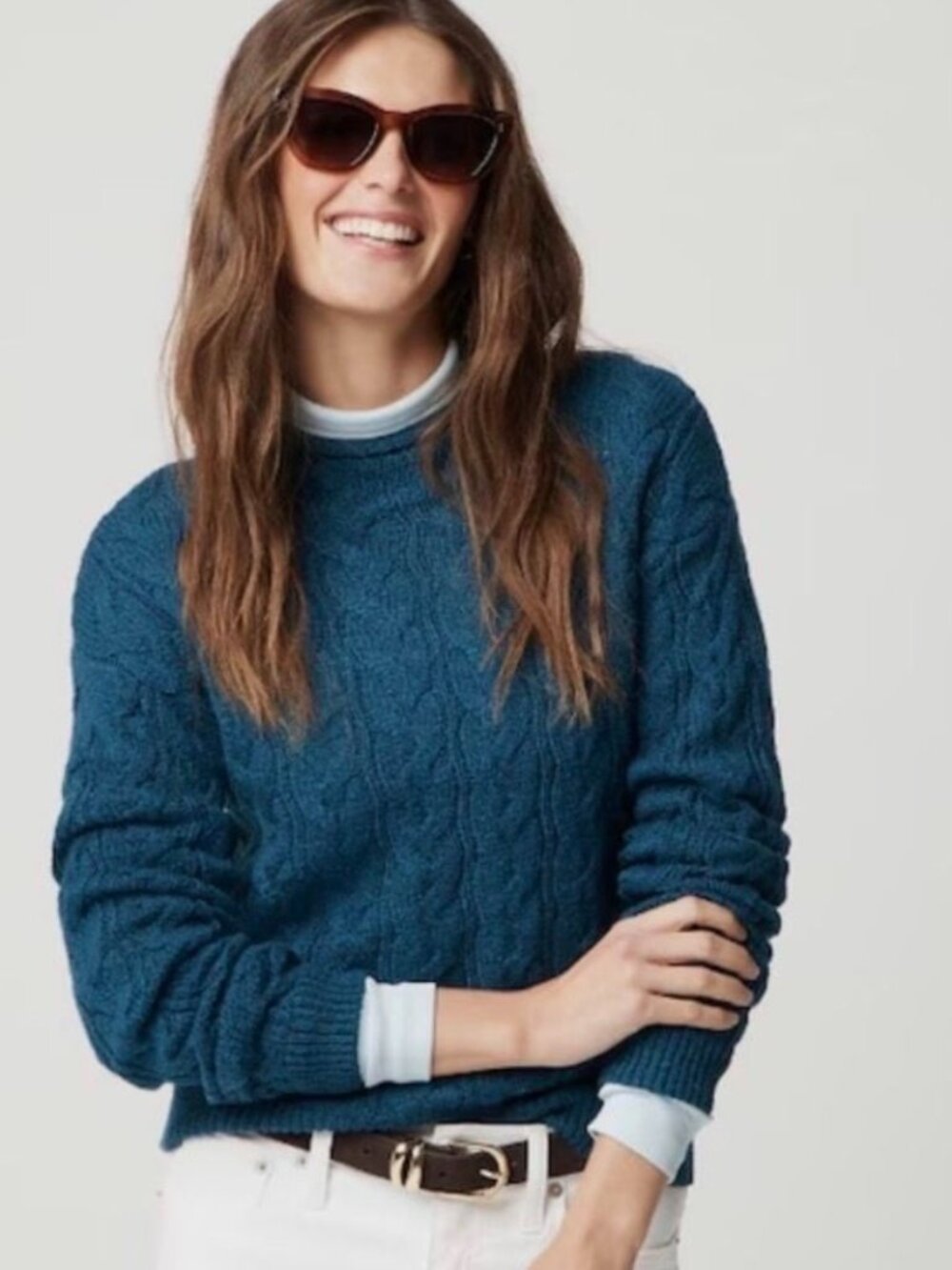 NWT! J Crew Factory Cable Mockneck Sweater in Peacock Blue (XS)